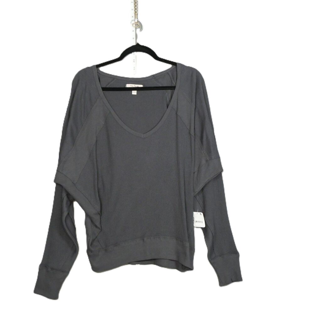 Free People We The Free Santa Clara Thermal Gray Small Cozy Oversized